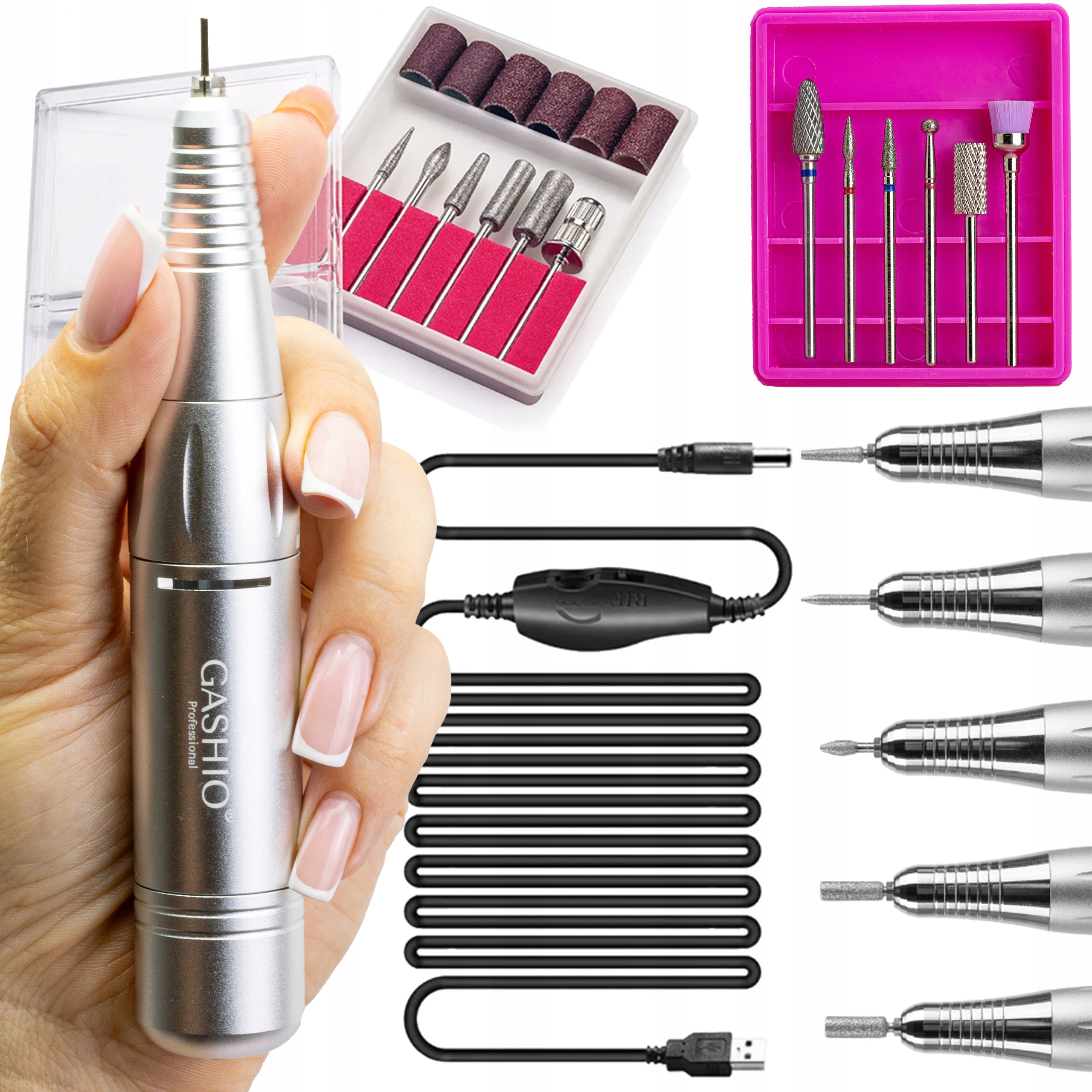 NAIL MILLING MACHINE MANICURE PEDICURE STRONG PROFESSIONAL 2x SET OF CUTTERS