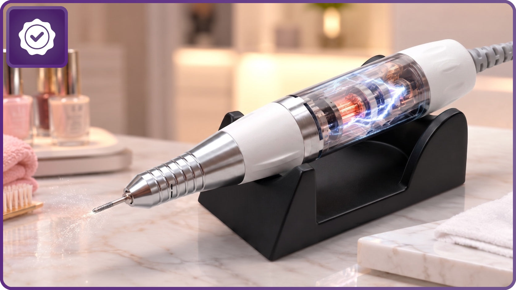 NAIL MILLING MACHINE MANICURE PEDICURE STRONG PROFESSIONAL 65W CUTTERS WHITE Brand SPJ TRADE