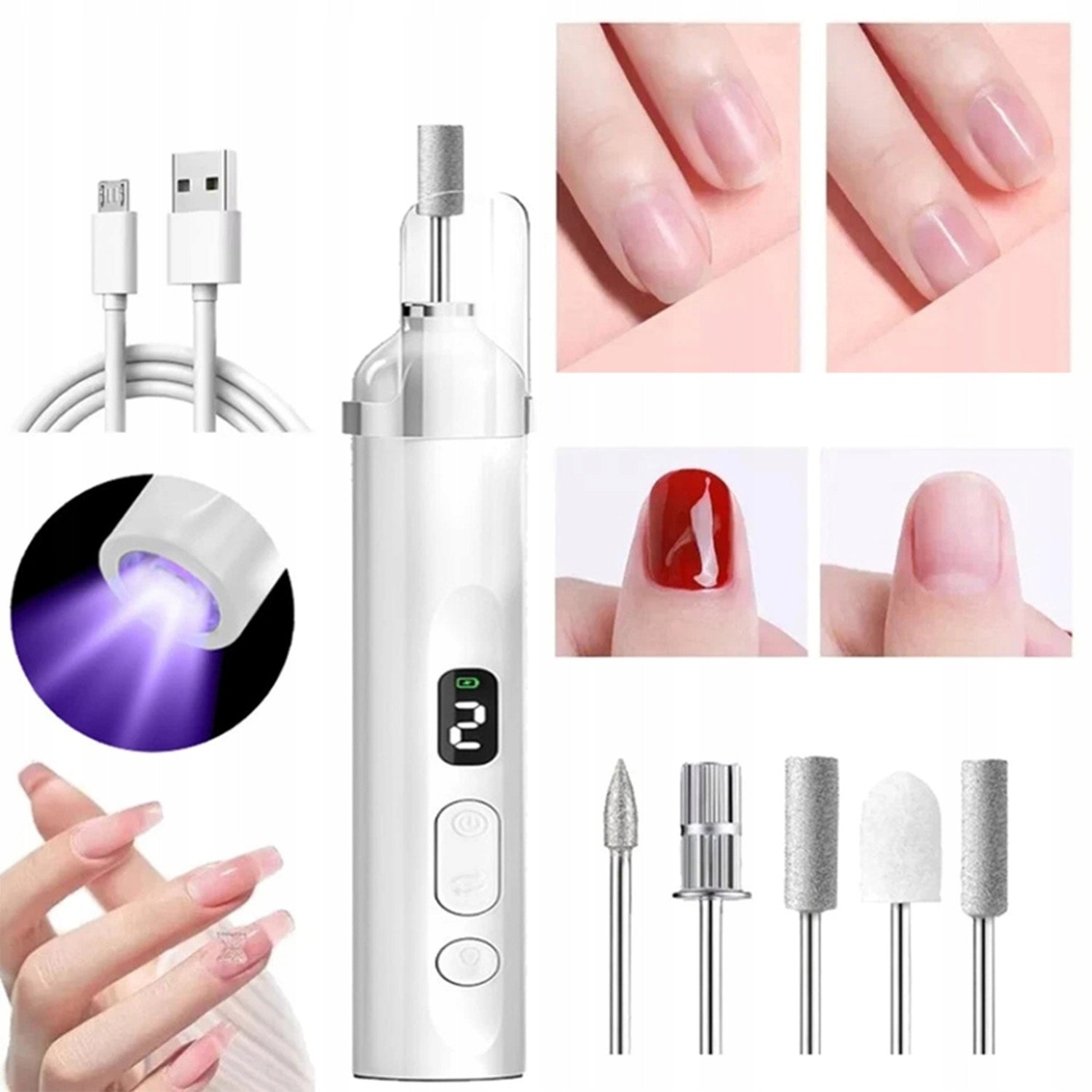 NAIL MILLING MACHINE MANICURE PEDICURE STRONG PROFESSIONAL SET OF CUTTERS Manufacturer code gdfgdf46436