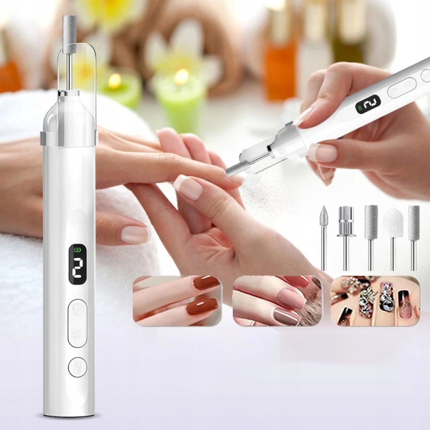 NAIL MILLING MACHINE MANICURE PEDICURE STRONG PROFESSIONAL SET OF CUTTERS Medical device no