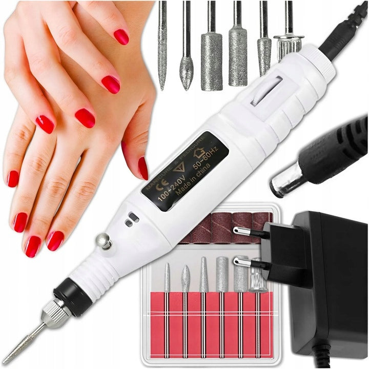 NAIL MILLING MACHINE MANICURE PEDICURE WHITE HOUSING + CUTTERS