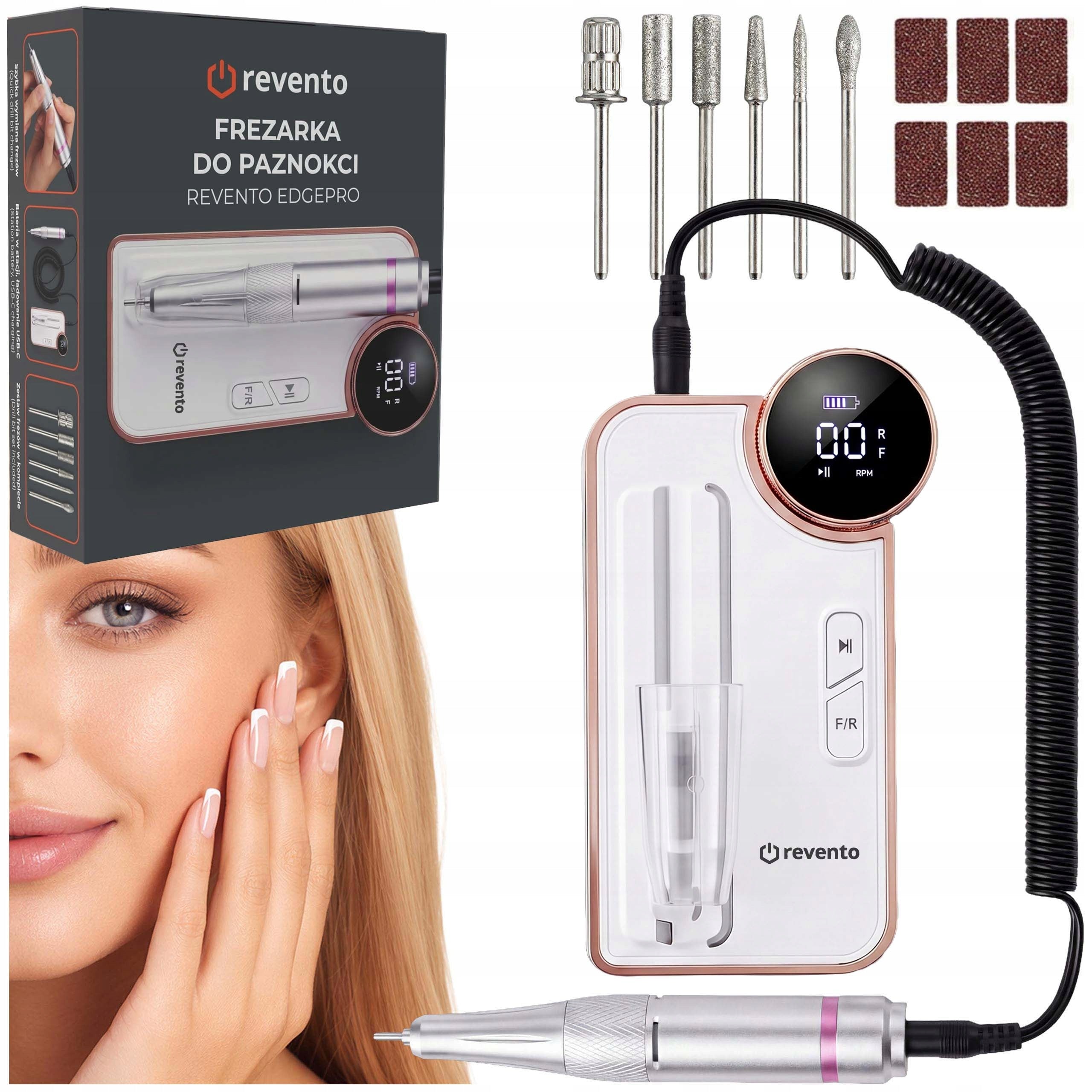 NAIL MILLING MACHINE WIRELESS PROFESSIONAL STRONG MANICURE LARGE SET