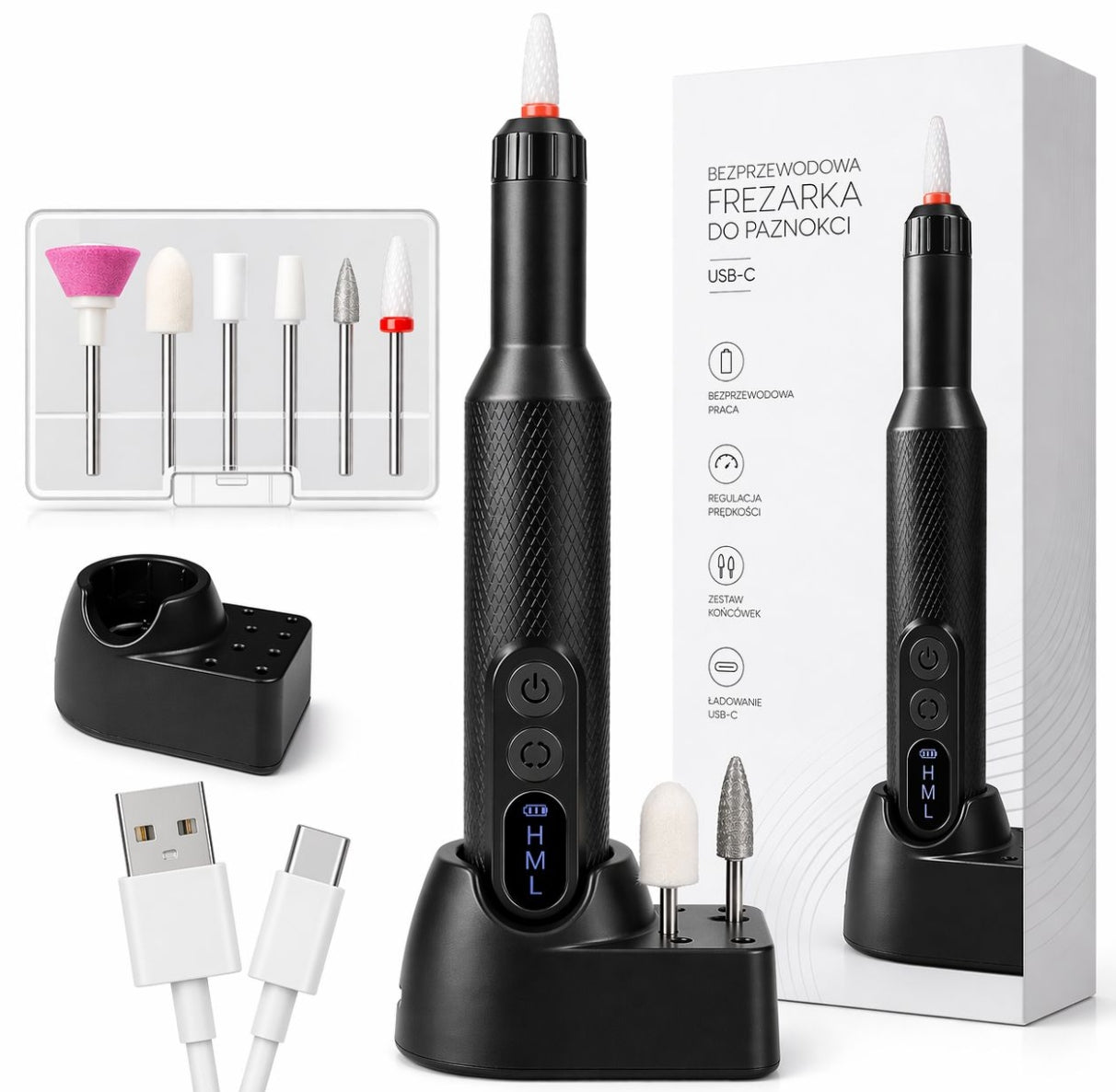 NAIL MILLING MACHINE WIRELESS USB-C PEDICURE MANICURE CUTTER SET