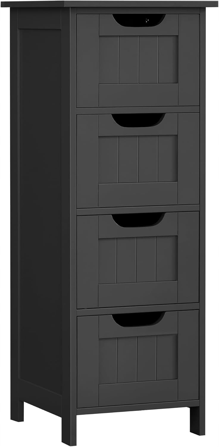 NARROW BATHROOM CABINET WITH 4 DRAWERS SPACIOUS MODERN FASHION 30x30x82cm