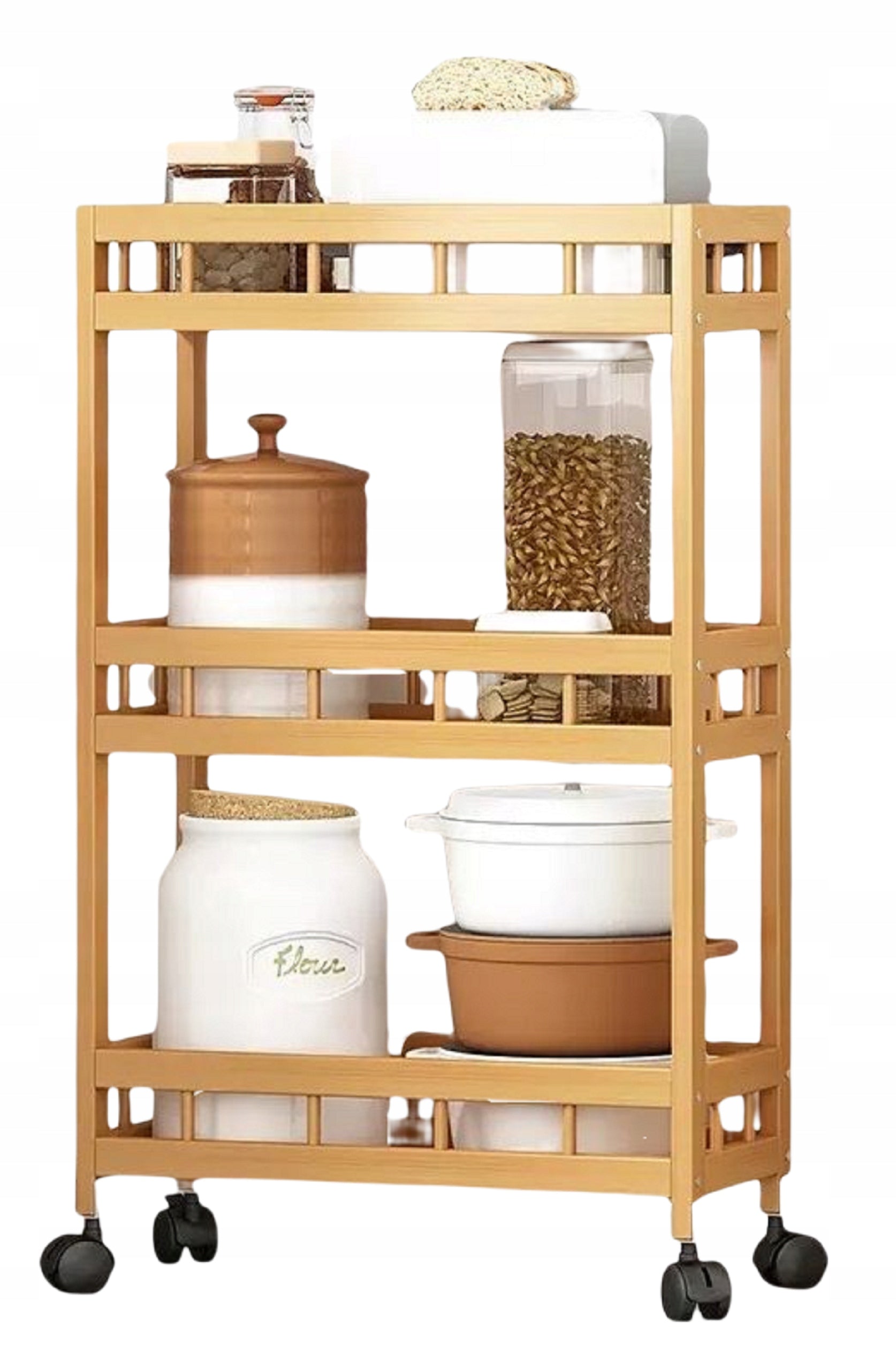 NARROW BOOKCASE ON WHEELS 3 SHELVES LBA-56