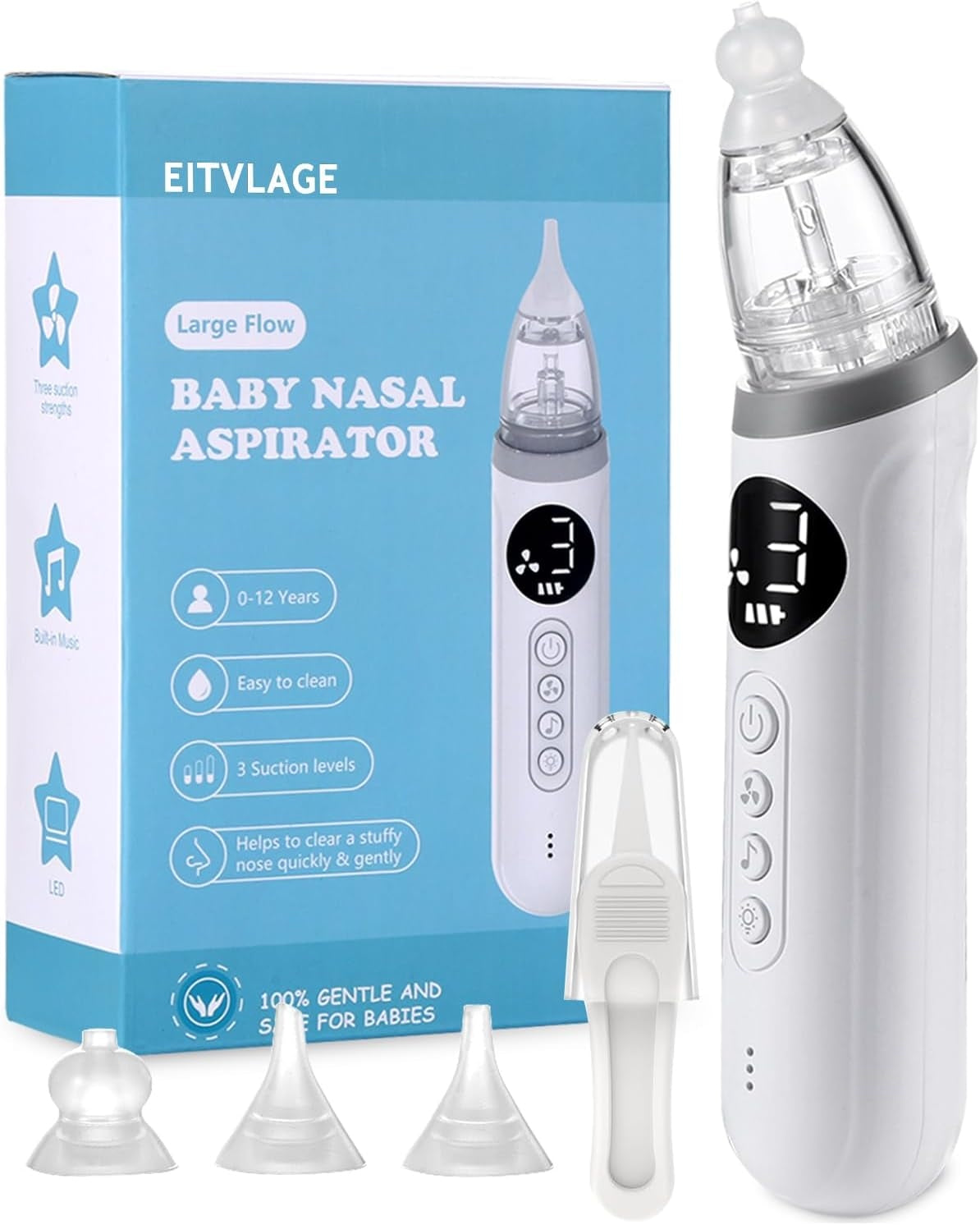 NASAL ASPIRATOR ELECTRIC BABY BLUETOOTH MUSIC 3 TIPS