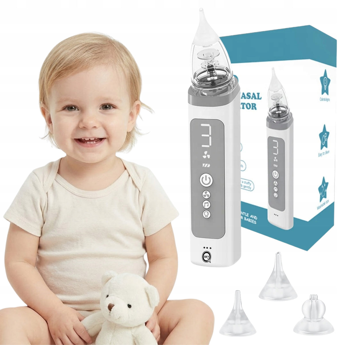 NASAL ASPIRATOR FOR KIDS ADULTS ELECTRIC QUIET STRONG QATAR QSKY Packaging status original