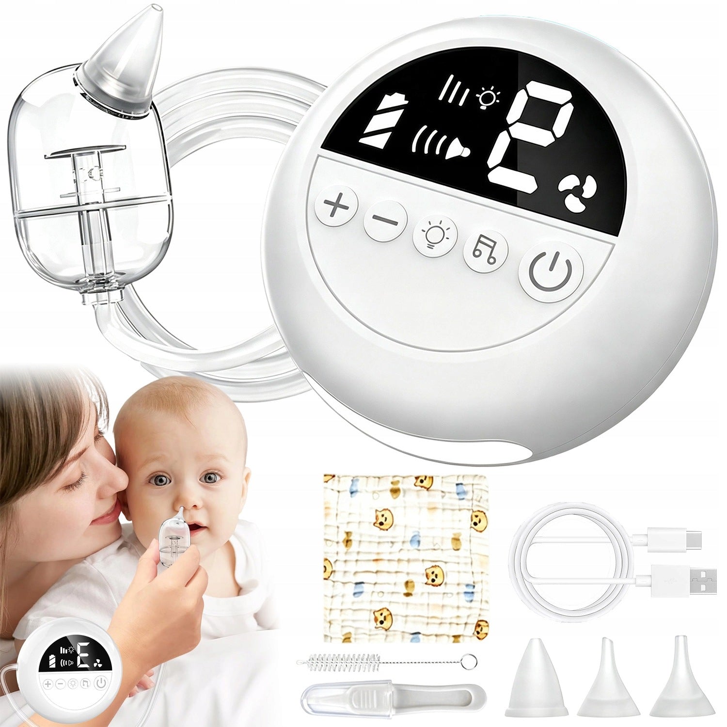 NASAL ASPIRATOR PORTABLE 9 LEVELS SUCTION ELECTRIC 2500MAH RECHARGEABLE Packaging status original