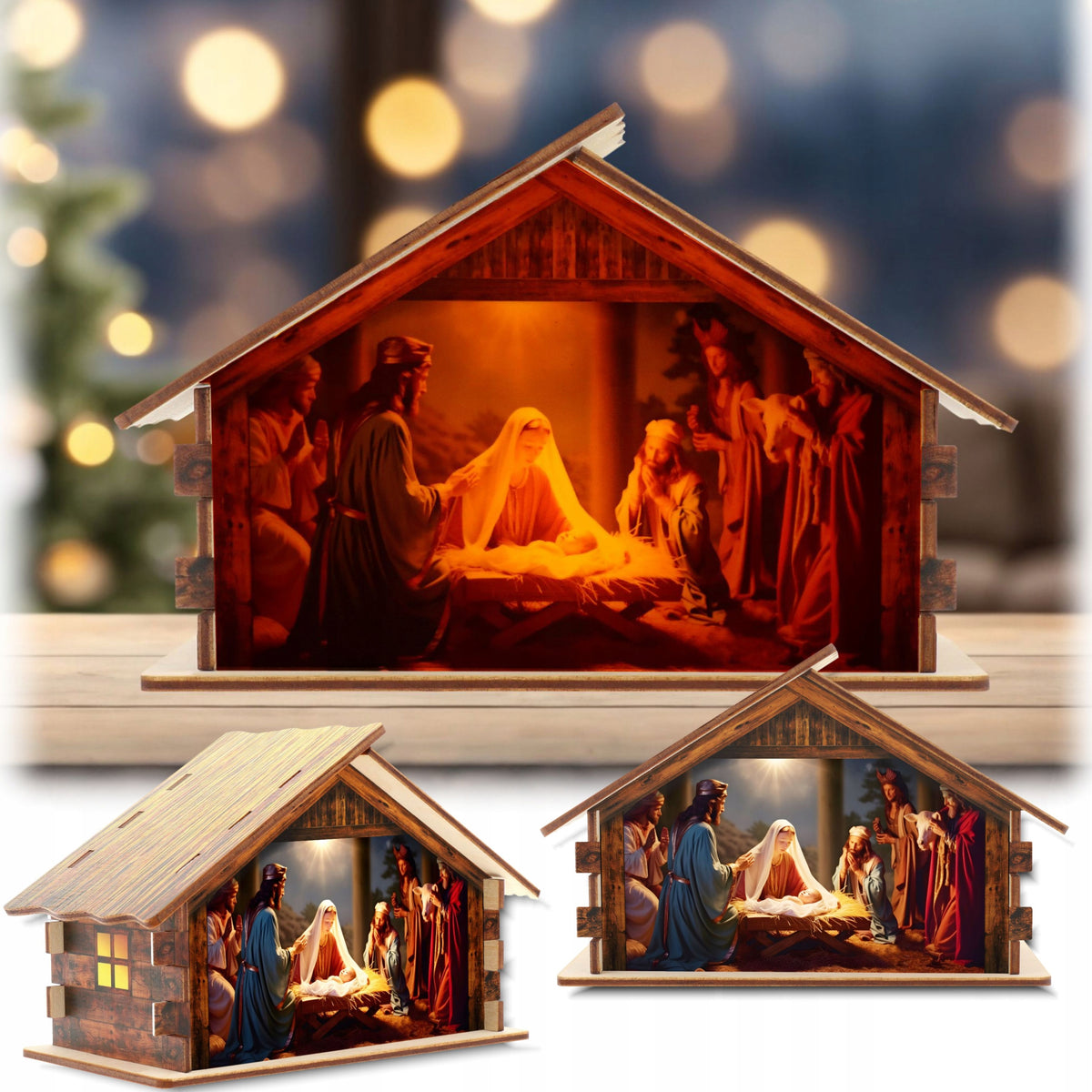 NATIVITY SCENE CHRISTMAS STABLE ILLUMINATED WITH BATTERIES GLOWING V11 EAN (GTIN) 5904689111567