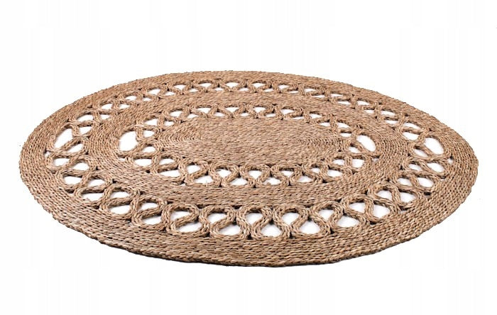 NATURAL OVAL SEAGRASS FLOOR MAT CARPET BOHO 60x90 cm Brand Tin Tours