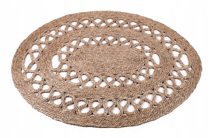 NATURAL OVAL SEAGRASS FLOOR MAT CARPET BOHO 60x90 cm