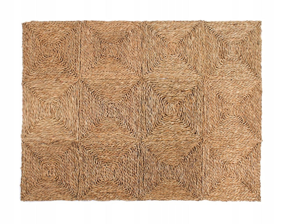 NATURAL RECTANGULAR SEAGRASS FLOOR MAT CARPET BOHO 90x120 cm