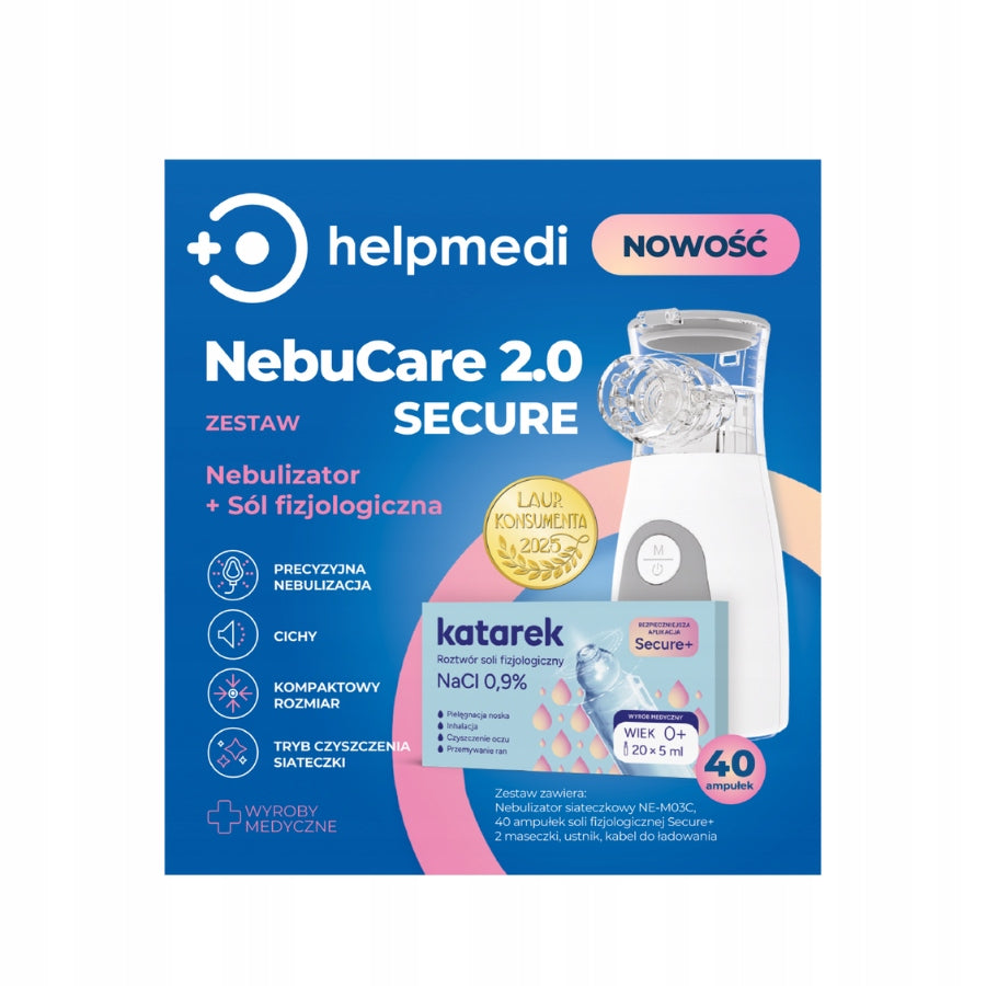 NEBUCARE SECURE 2.0 MESH NEBULIZER INHALER + SALT FOR RUNNY NOSE Medical device yes