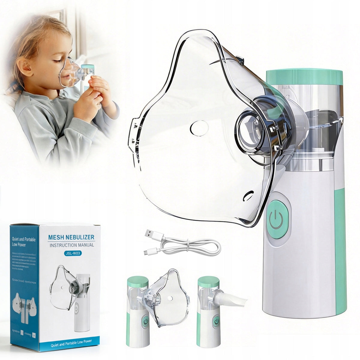 NEBULIZER INHALER FOR CHILDREN ADULTS MESH PORTABLE LITE QUIET