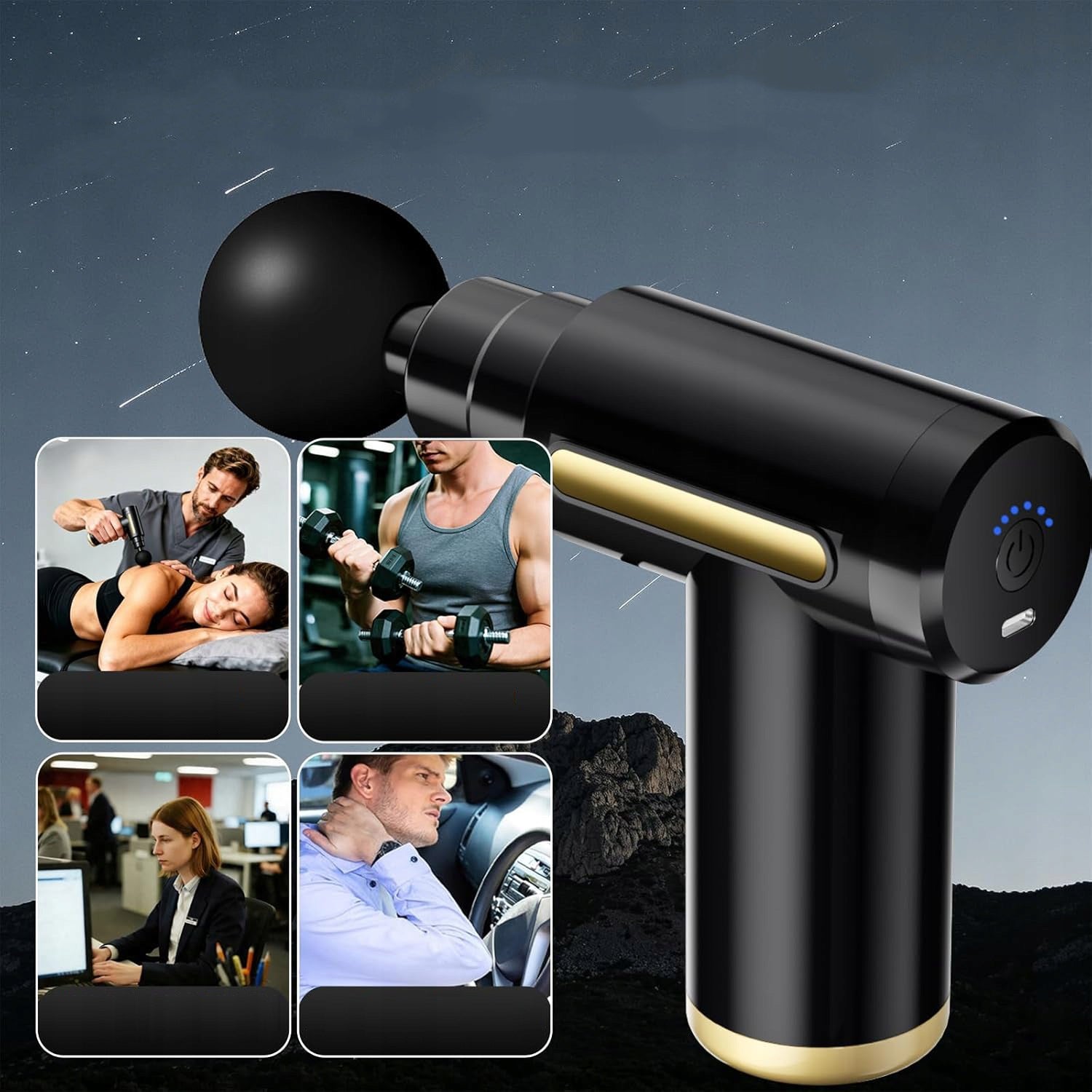 NECK AND BACK MASSAGE GUN MUSCLE RELAXATION 6 INTENSITY LEVELS Packaging status original