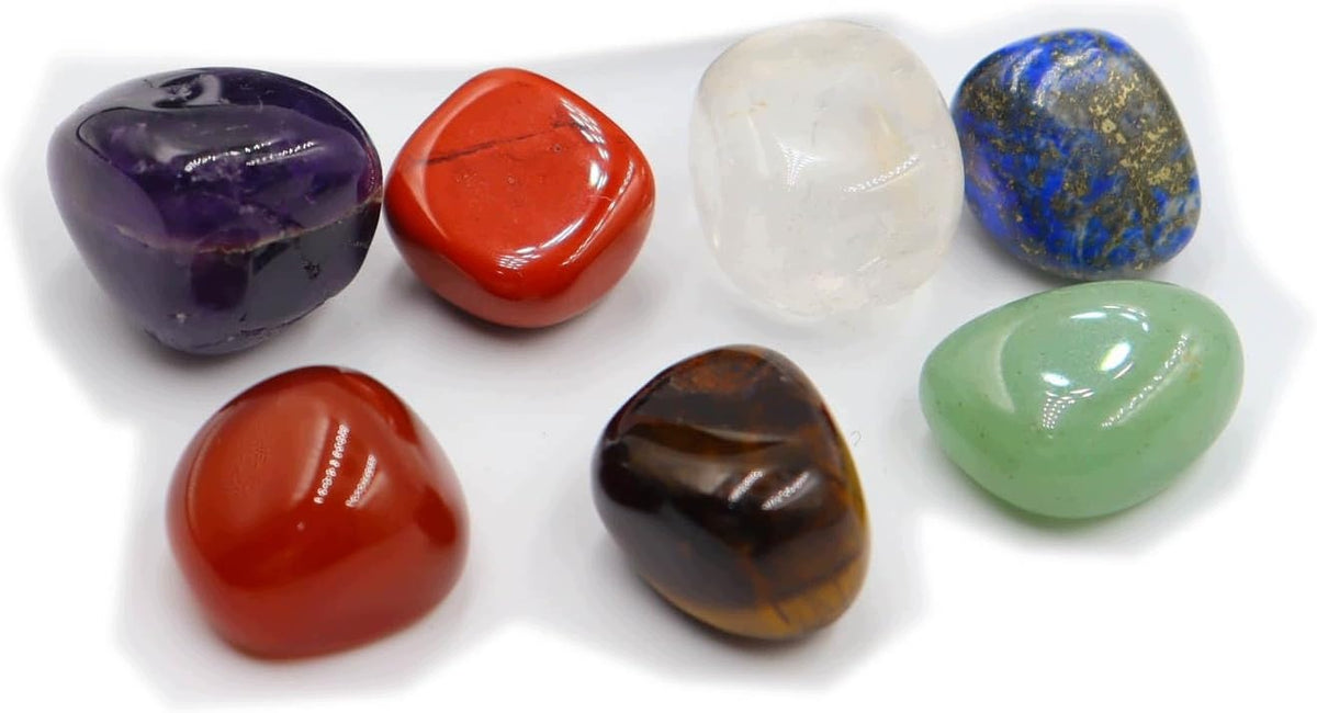 NECKLACE 7 STONES CHAKRA CRYSTALS NATURAL MEDITATION ENERGY Kind stone