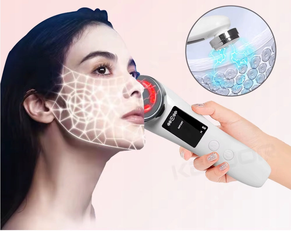 NEEDLELESS MESOTHERAPY 4in1 FACE MASSAGER ELECTRIC EMS LIFTING LED Brand SATIS
