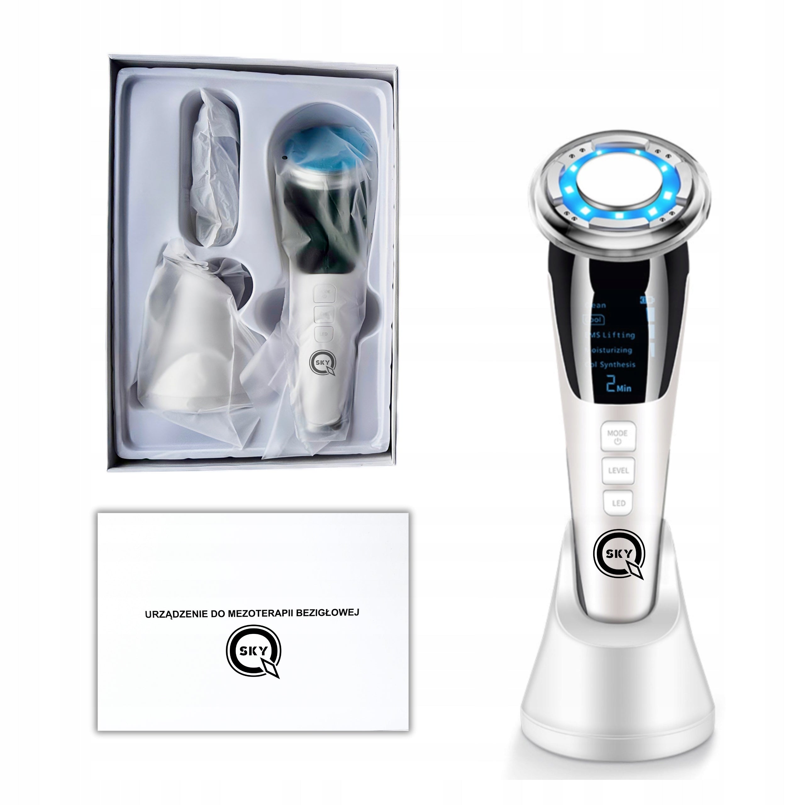 NEEDLELESS MESOTHERAPY FACE EMS MASSAGER LIFTING 5in1 MASSAGE DEVICE Batteries included yes