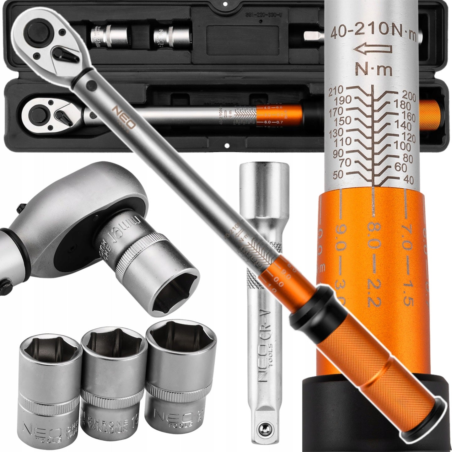 NEO SET OF 2 TORQUE WRENCHES RANGE 5 - 210 NM EXTENSION CAP Manufacturer code ZEST_2884