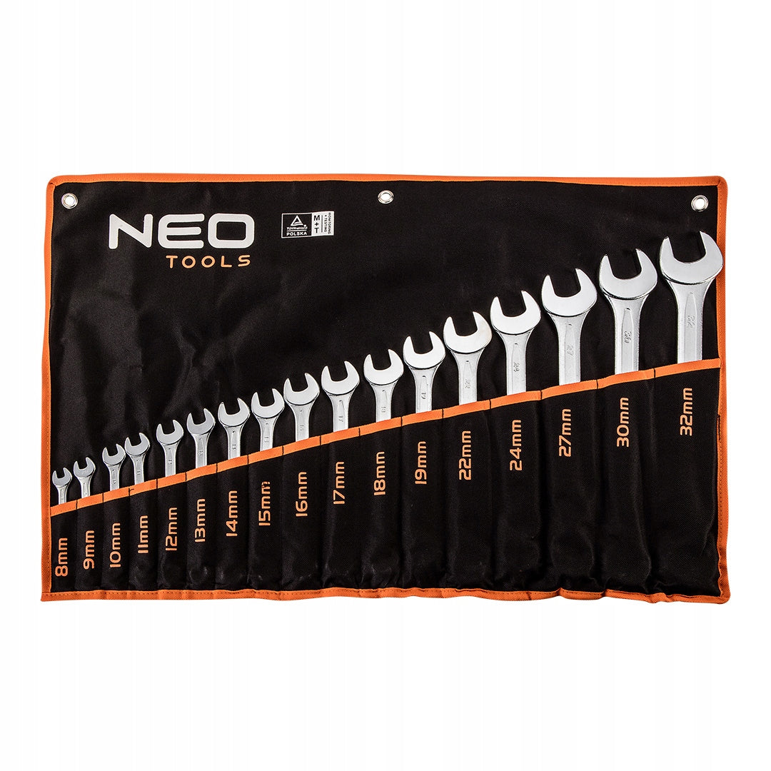 NEO TOOLS Flat Eye Wrenches 8-32 mm, 17 pcs. in Plate Set