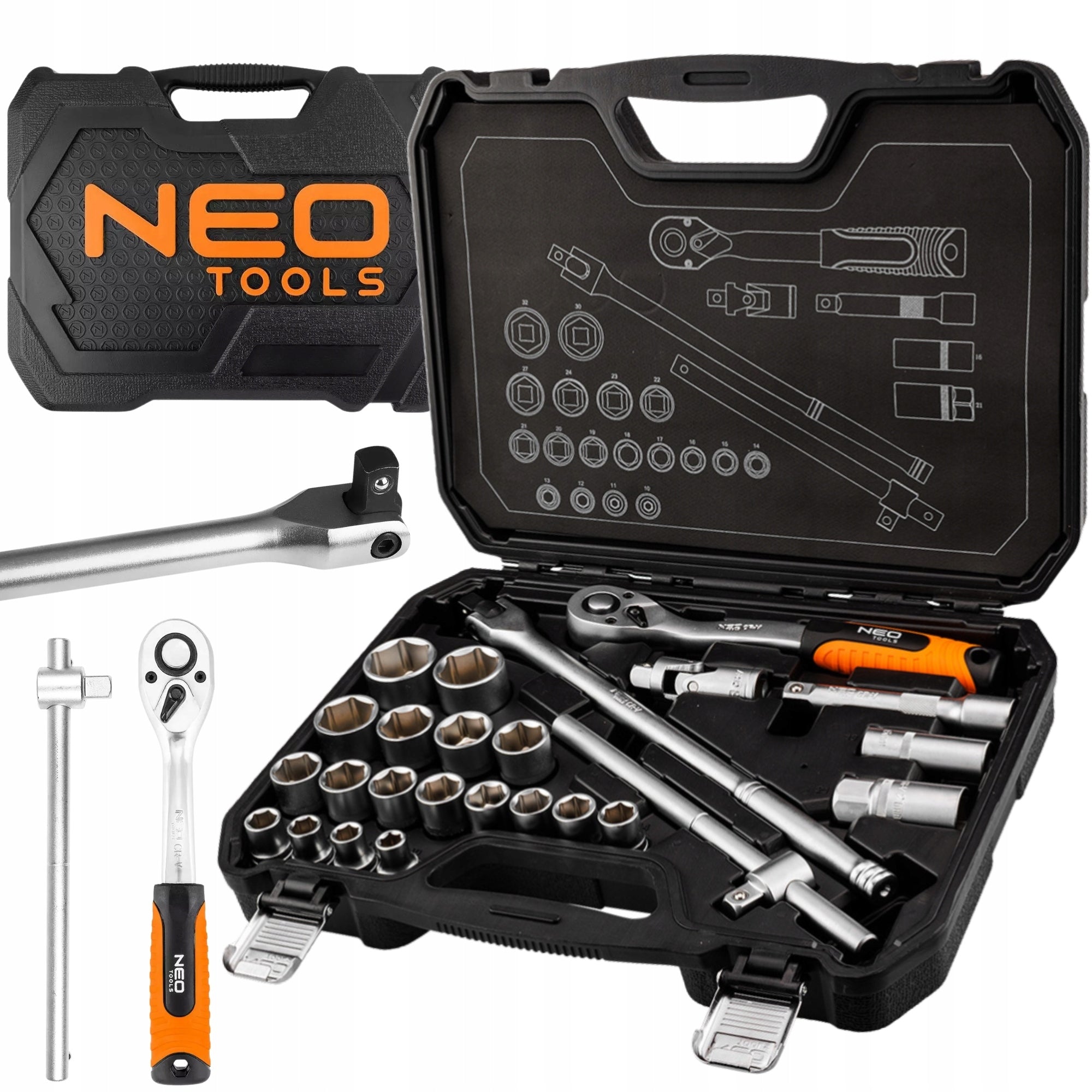 NEO TOOLS Socket Wrench Set 25 el. 1/2' CAP Knob 10-205 KPL Manufacturer code 10-205