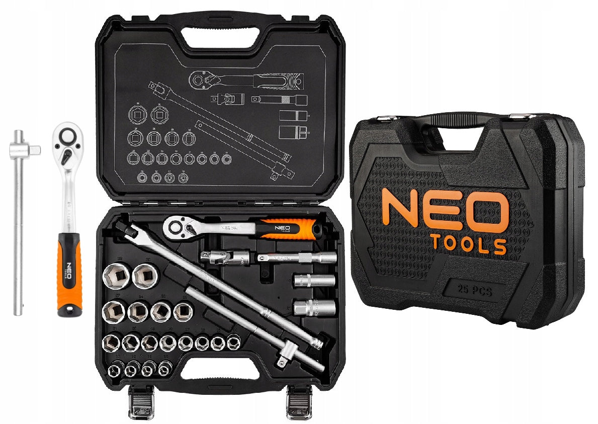 NEO TOOLS Socket Wrench Set 25 el. 1/2' CAP Knob 10-205 KPL