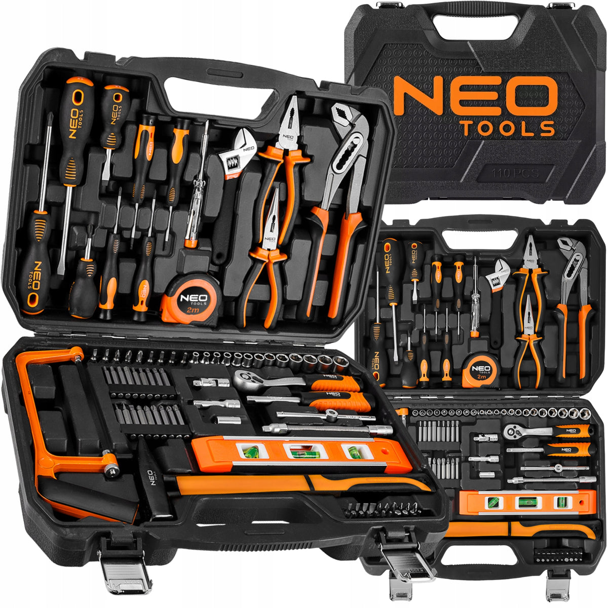 NEO Universal Tool Set 88 el. Suitcase Socket Wrenches Stainless Steel