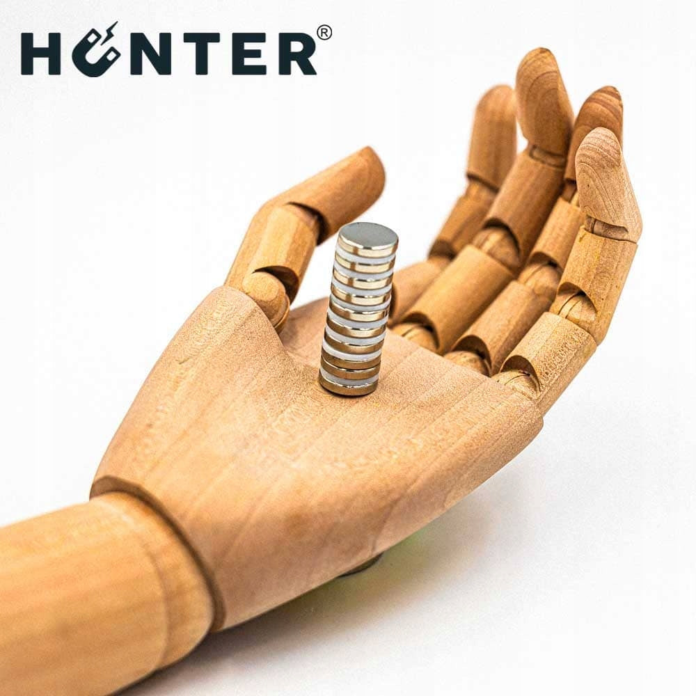 NEODYMIUM CYLINDRICAL MAGNET 15x3 mm STRONG, round, disc, HUNTER - 10 PCS Packaging status original