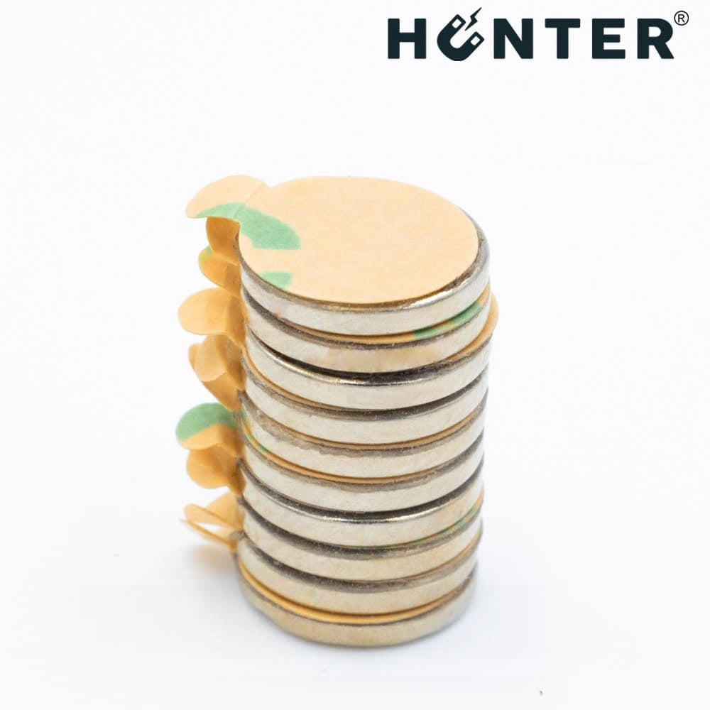 NEODYMIUM CYLINDRICAL MAGNET 17x2 mm ADHESIVE 3M self-adhesive round HUNTER 10PCS Number of pieces on offer 10 szt.