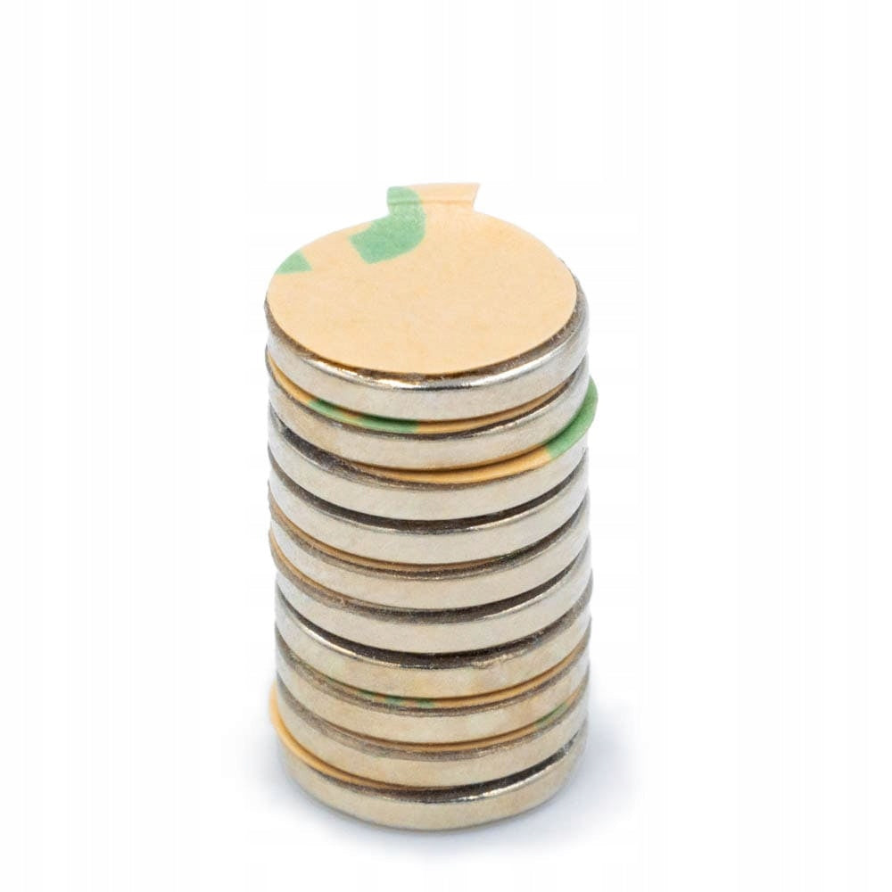 NEODYMIUM CYLINDRICAL MAGNET 17x2 mm ADHESIVE 3M self-adhesive round HUNTER 10PCS