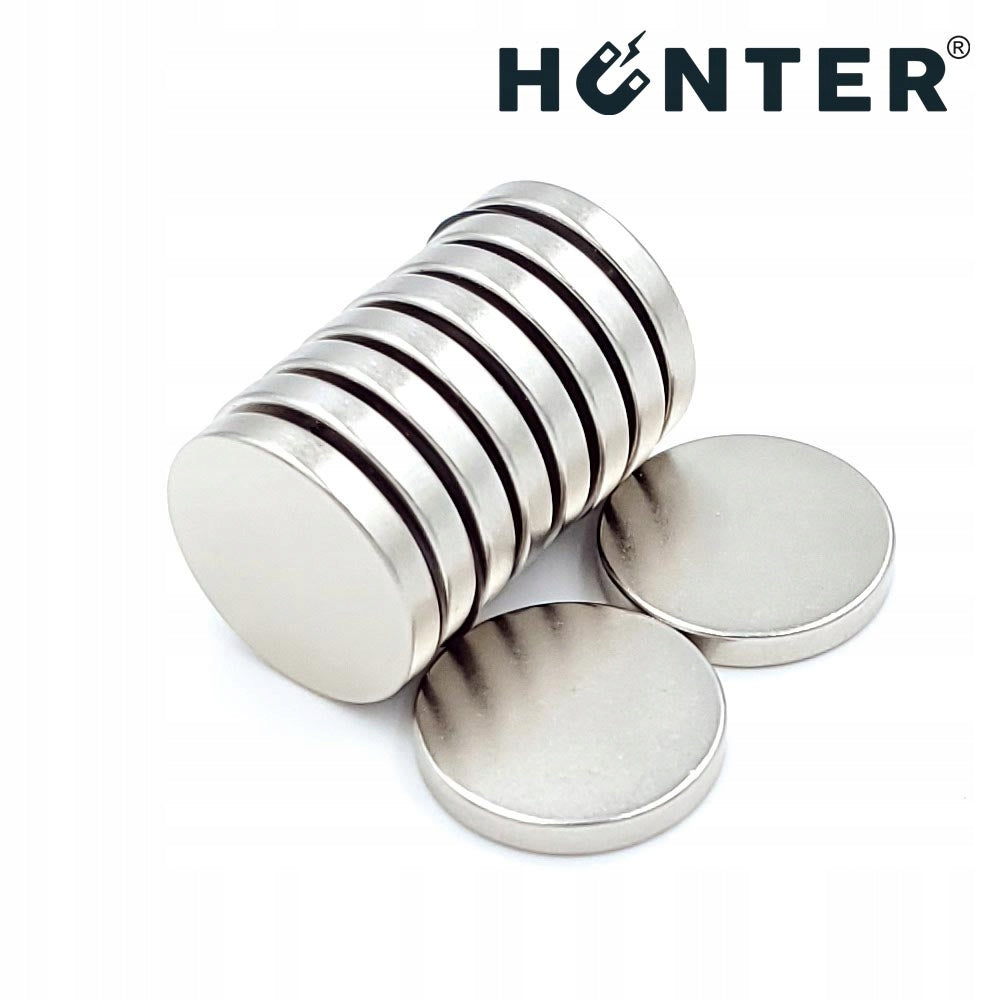 NEODYMIUM CYLINDRICAL MAGNET 20x3 mm STRONG, round, disc, HUNTER - 10 PCS Number of pieces on offer 10 szt.