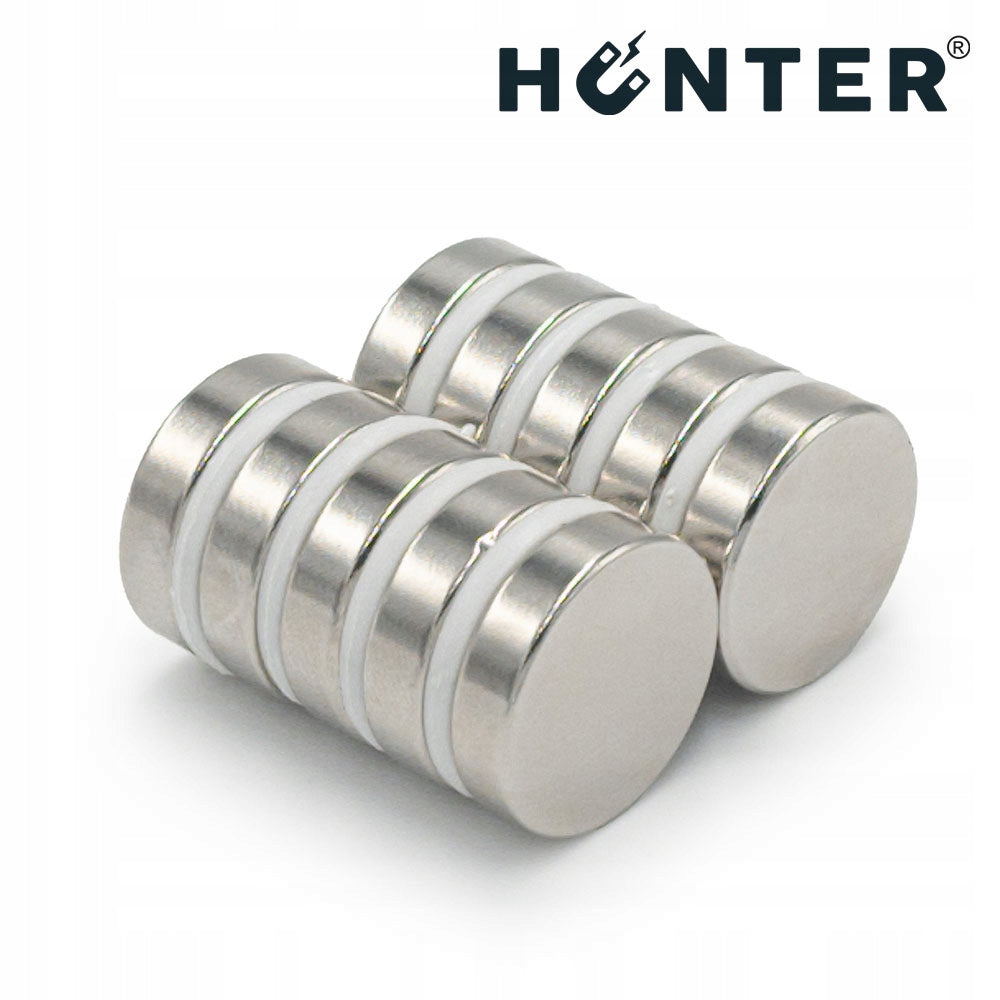 NEODYMIUM CYLINDRICAL MAGNET 20x5 mm STRONG, round, disc, HUNTER - 10 PCS Brand Hunter