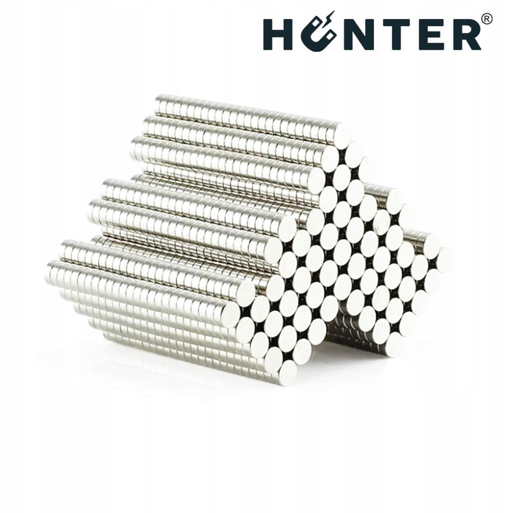 NEODYMIUM CYLINDRICAL MAGNET 2x1 mm STRONG, round, disc, HUNTER - 100 PCS Brand Hunter