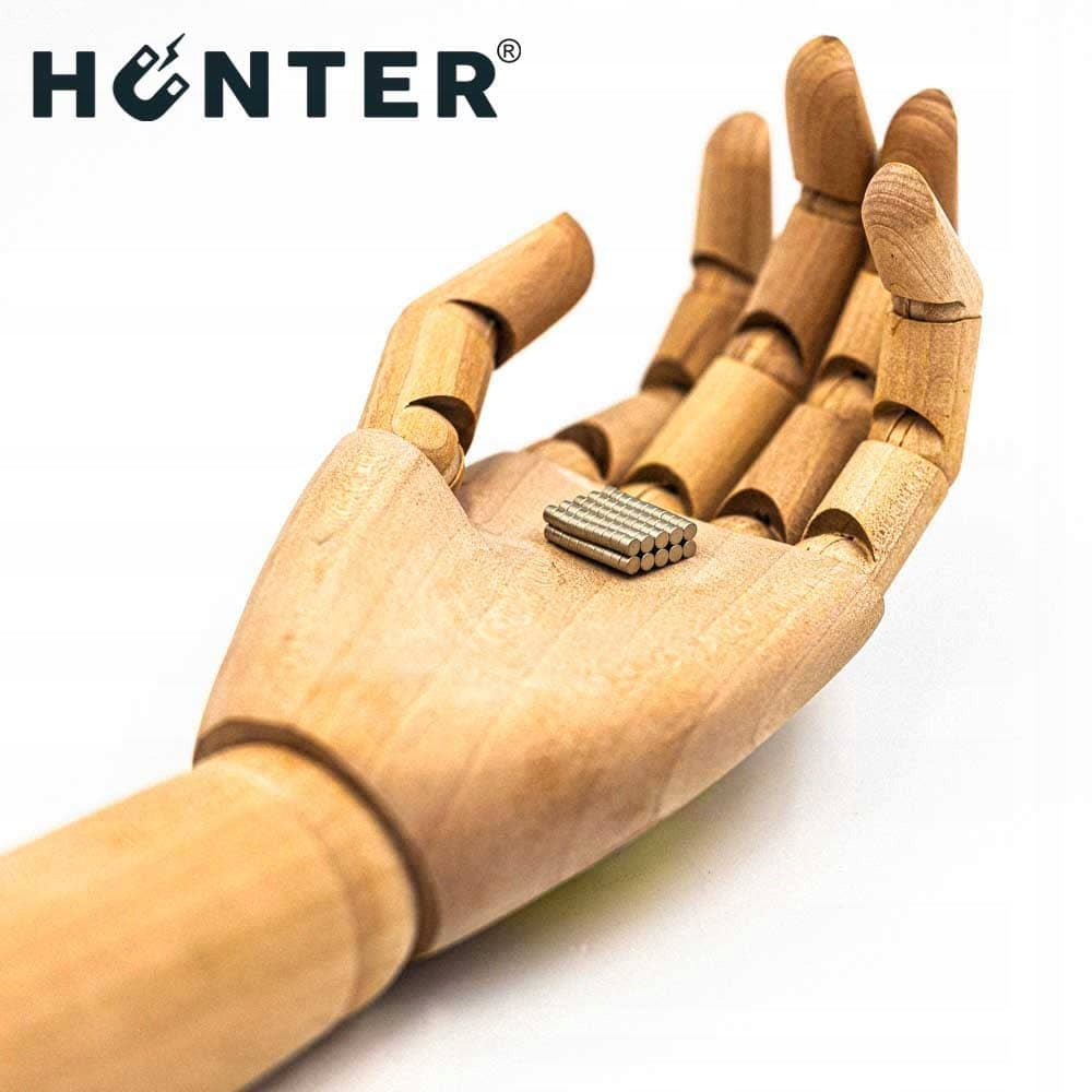 NEODYMIUM CYLINDRICAL MAGNET 3x2 mm STRONG, round, disc, HUNTER - 100 PCS Packaging status original
