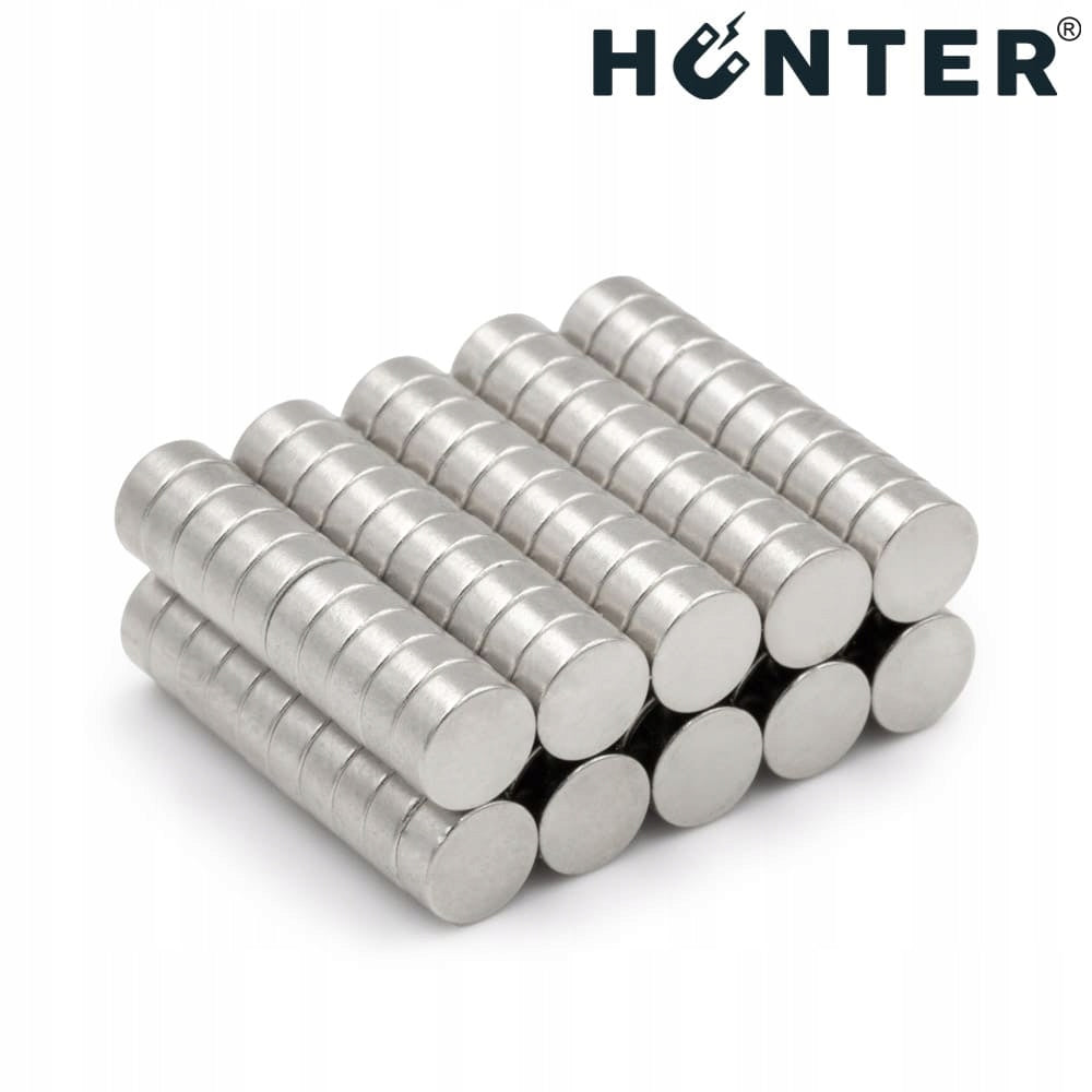 NEODYMIUM CYLINDRICAL MAGNET 5x2 mm STRONG, round, disc, HUNTER - 100 PCS Packaging status original