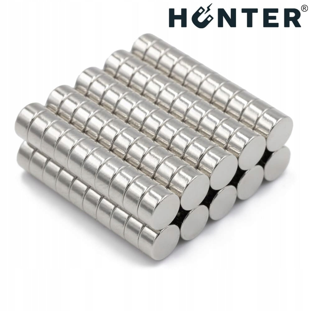 NEODYMIUM CYLINDRICAL MAGNET 6x3 mm STRONG, round, disc, HUNTER - 100 PCS Number of pieces on offer 100 szt.