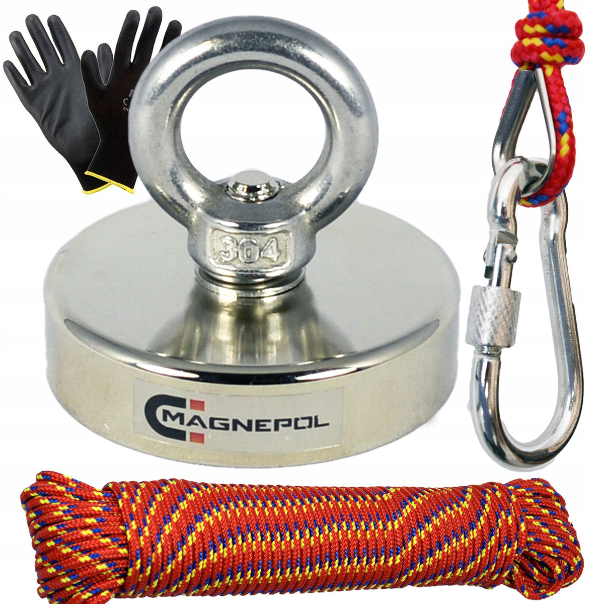 NEODYMIUM MAGNET 80kg HANDLE 42x9 SET ROPE 20m for searching