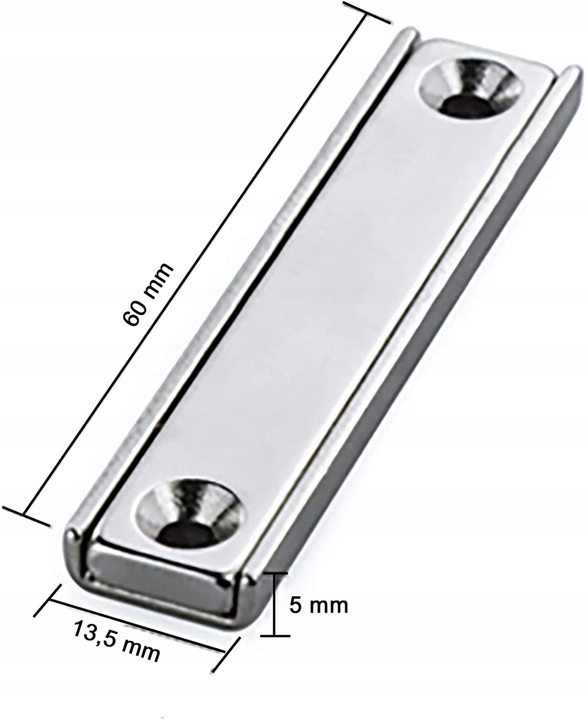 NEODYMIUM MAGNET HOLDER IN HOUSING 60x13.5x5mm, HUNTER, LIFTING CAPACITY 12KG - 5 PCS Number of pieces on offer 5 szt.