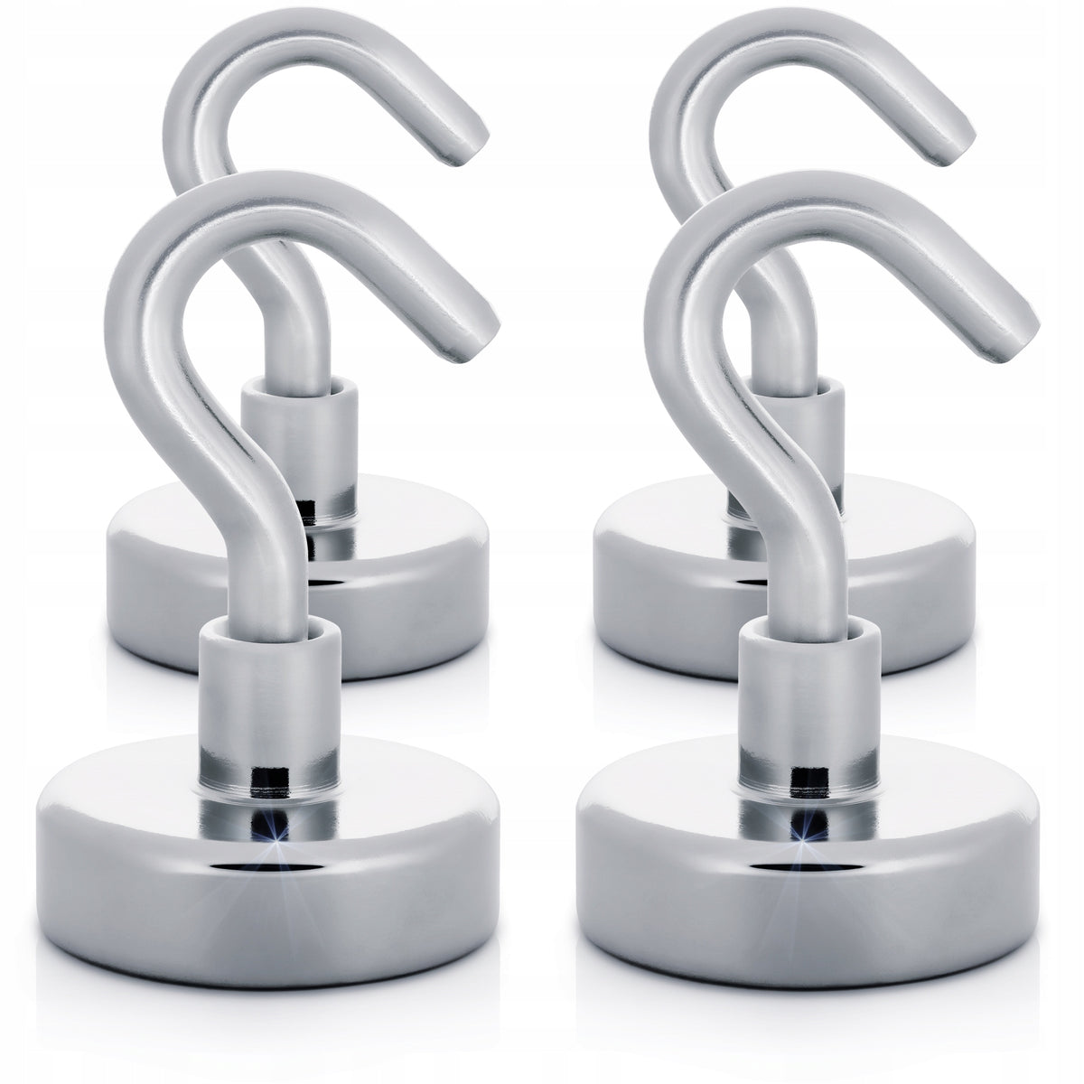 NEODYMIUM MAGNET WITH HOOK Ø25 mm / 24 kg, Holder Hanger Hook, 4 pcs.