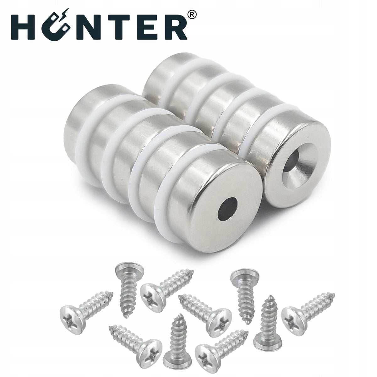 NEODYMIUM MAGNET WITH screw HOLE 14x5mm round, cylindrical, HUNTER 10 PCS Brand Hunter