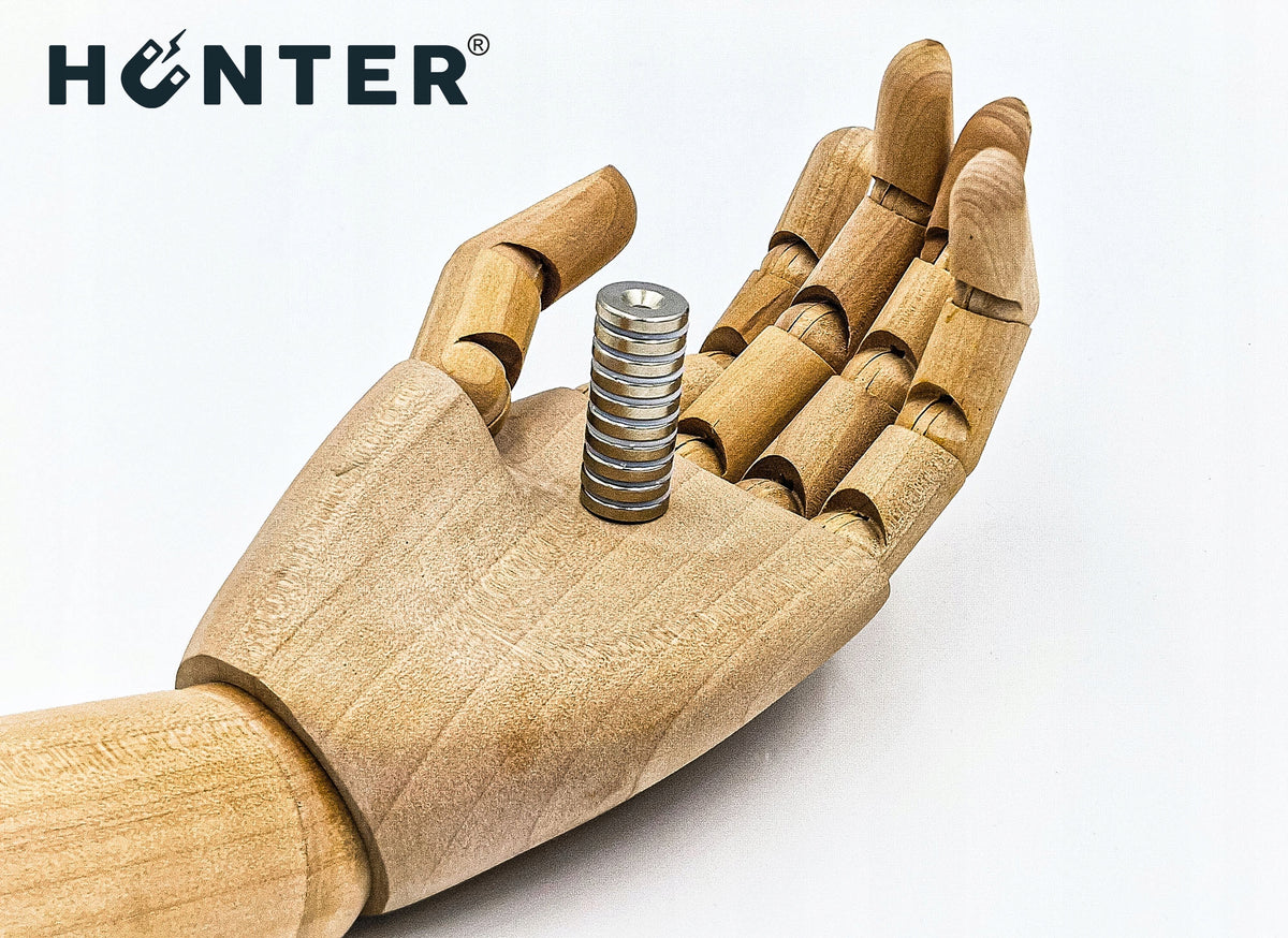 NEODYMIUM MAGNET WITH screw HOLE 15x3mm round, cylindrical, HUNTER 10 PCS Number of pieces on offer 10 szt.