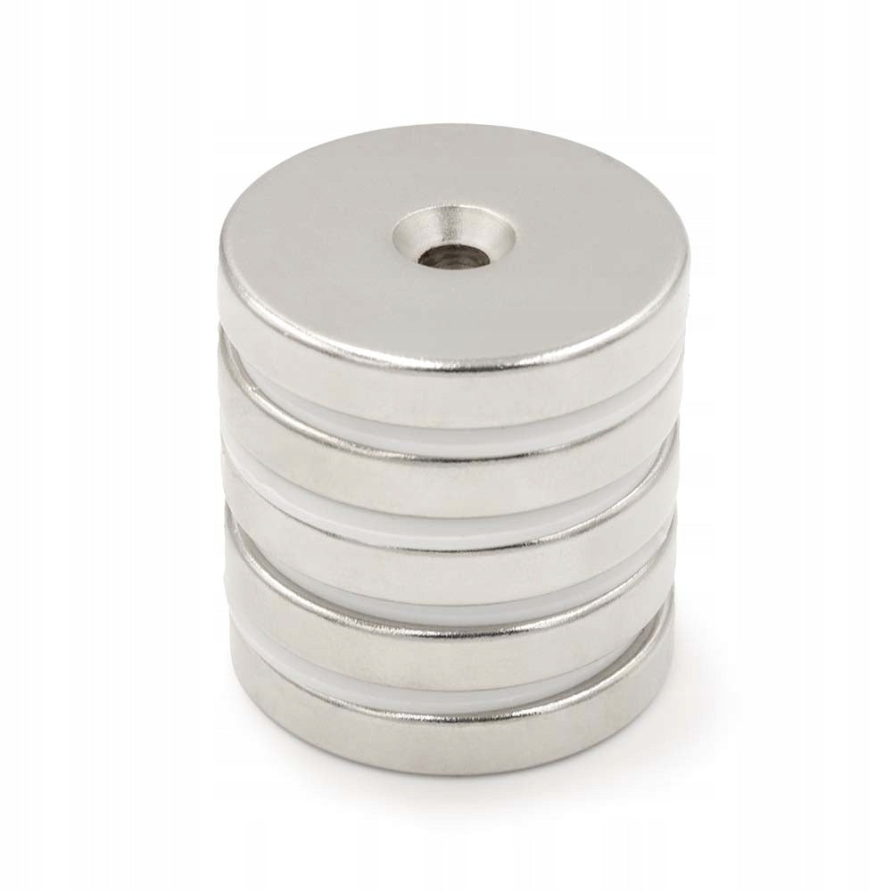 NEODYMIUM MAGNET WITH screw HOLE 30x5mm round, cylindrical, HUNTER - 5PCS
