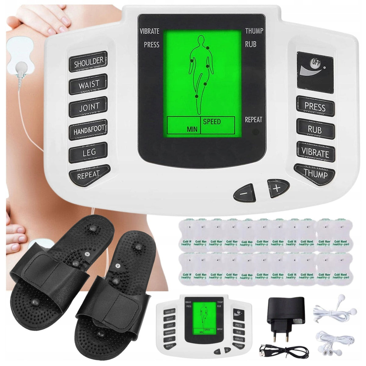 NERVE MUSCLE ELECTROSTIMULATOR TENS EMS STRONG STIMULATOR MASSAGER SET XL
