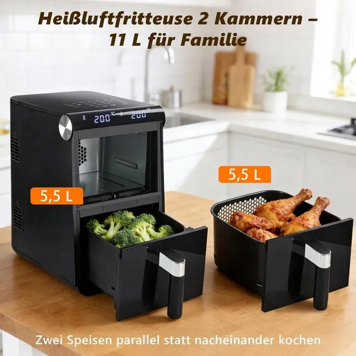 NETTLIFE Air Fryer – black, two-level, with touch screen Packaging status original