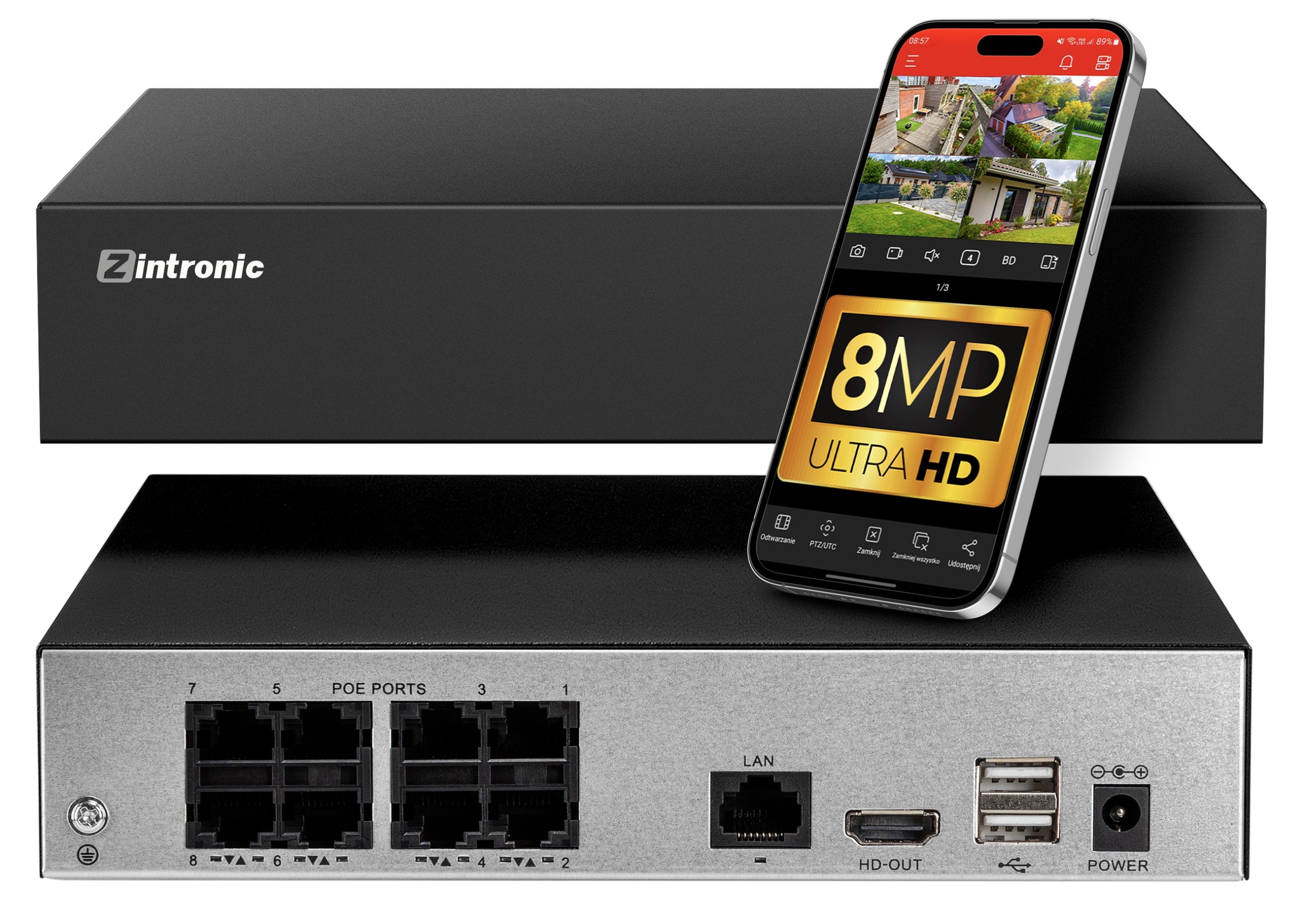 NETWORK MONITORING RECORDER NVR IP 9 CHANNEL 8XPOE 8MPx 4K HDMI