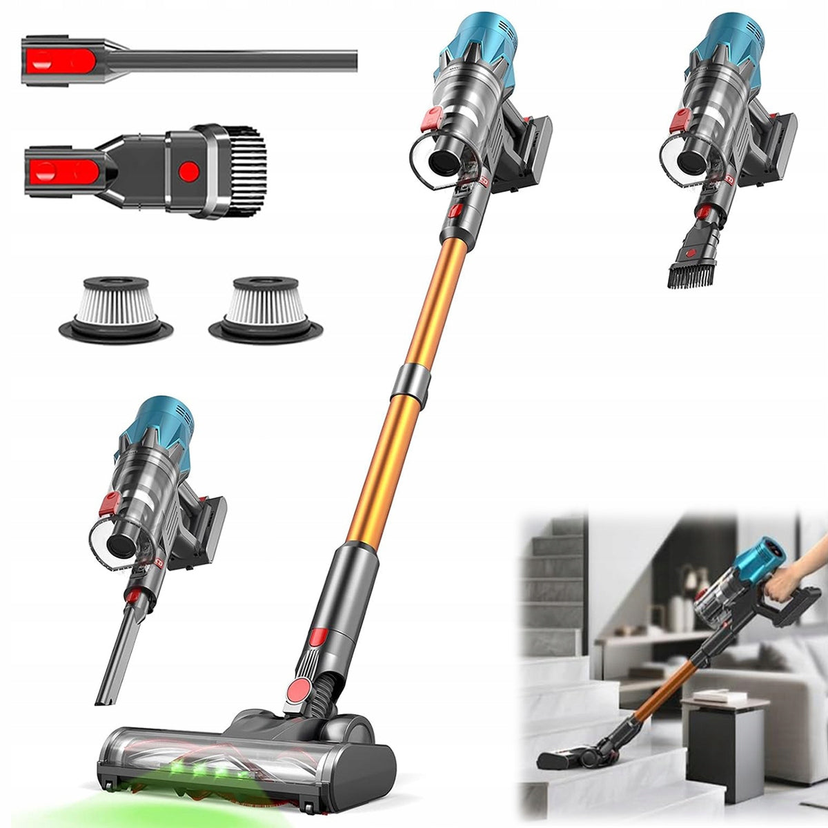 NEW 2026 CORDLESS UPRIGHT HANDHELD LED VACUUM CLEANER 550W 55KPA FOR HOME