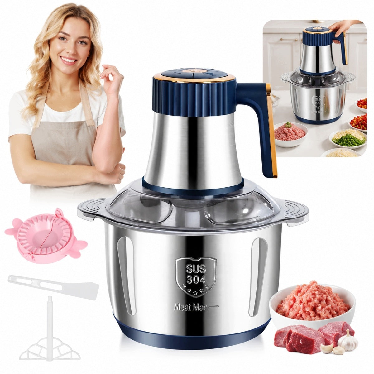 NEW 2026 ELECTRIC MEAT AND VEGETABLE MIXER MULTIFUNCTIONAL STEEL 500W