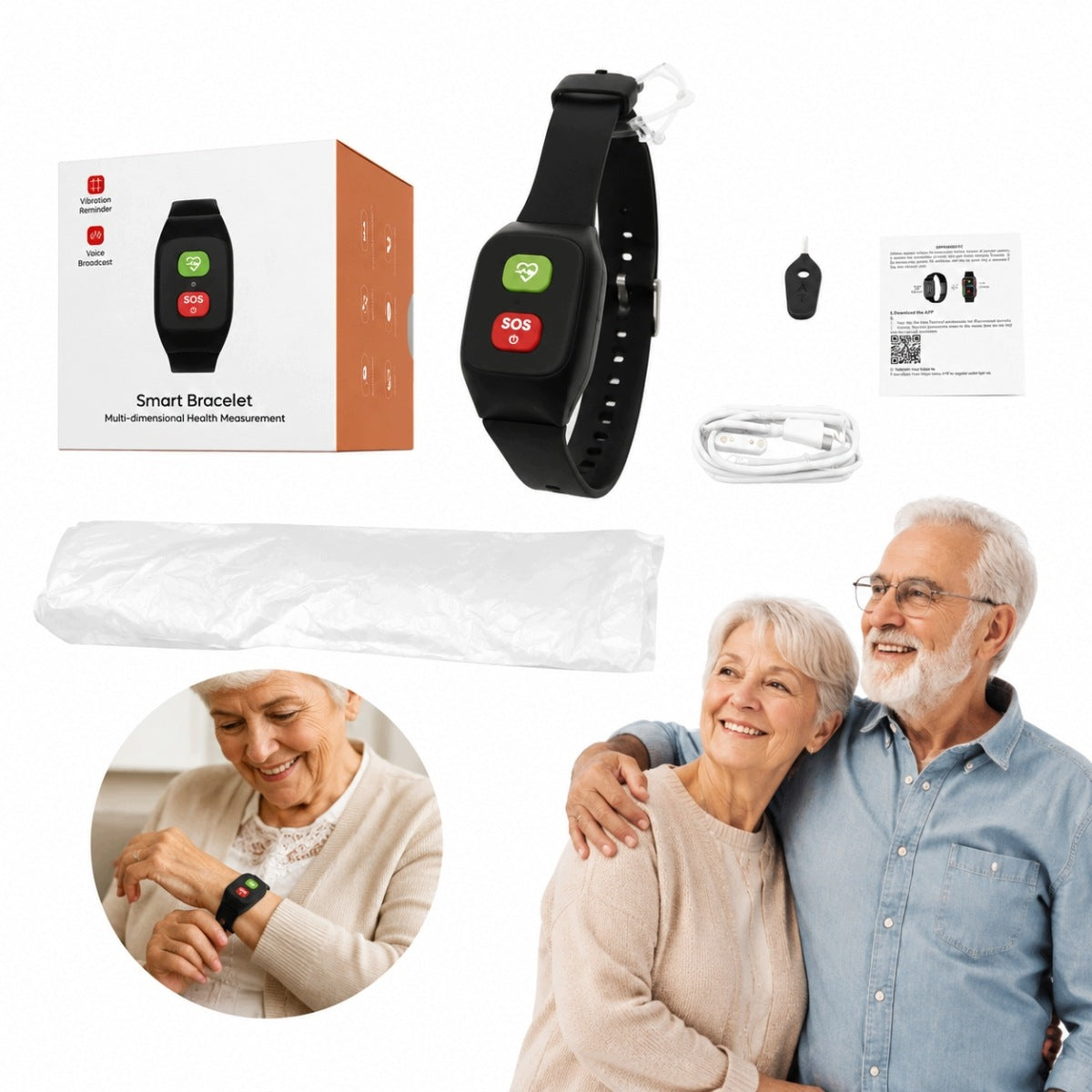 NEW HEADBAND FOR SENIOR GPS locator heart rate drop sensor SOS button