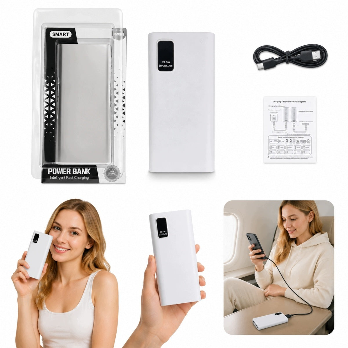 NEW POWER BANK 50000MAH PD 22,5W TYPE-C USB FAST CHARGING FOR PHONE