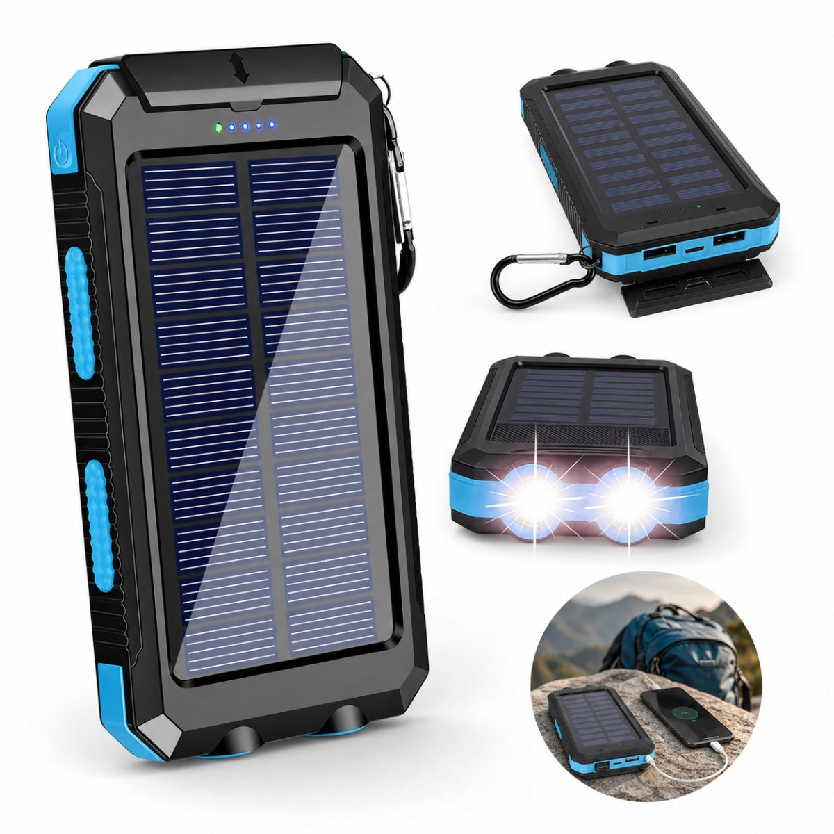 NEW POWERBANK CHARGER SOLAR 30000mAh CHARGER LED FLASHLIGHT 4x USB.